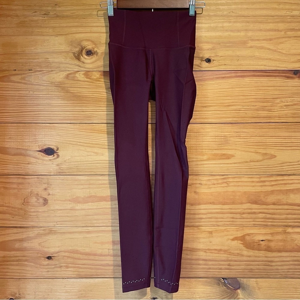 Lululemon Zoned In Tight Leggings 27" Full Length Cassis Maroon 4 W5BBNS Workout